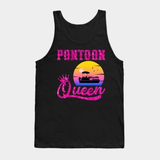 Pontoon Queen Vintage Funny Pontoon Boat Lover Girls Tank Top